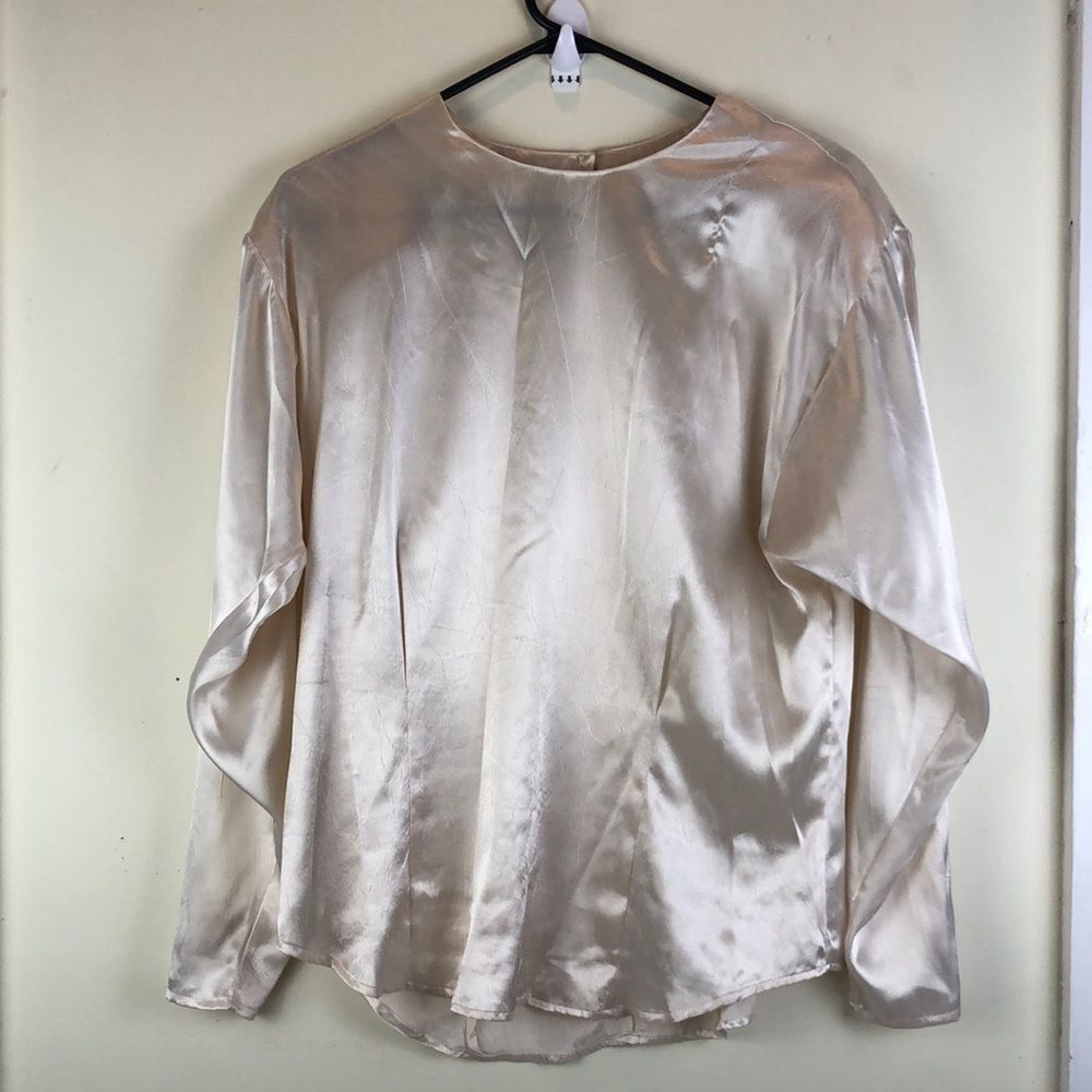 Vintage SK & Company Pearly Metallic Shiny Pullover Blouse Shirt - Size 10 Med